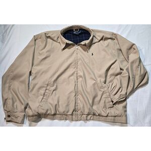 Polo Ralph Lauren Men Tan Harrington Jacket Size XXL Cotton Lined Zip Front - 95